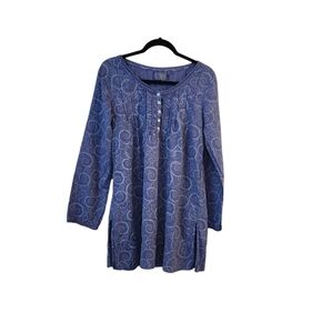 Me Mary Ellen Long Sleeve Blue Swirl Pattern Tunic/Beach CoverUp/Dress Size S